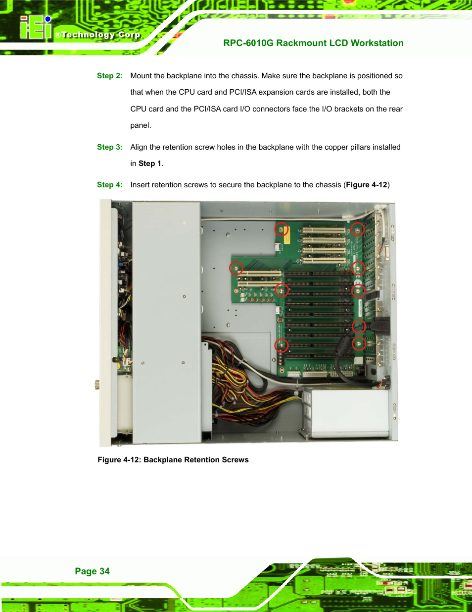 Figure 4-12: backplane retention screws | IEI Integration RPC-6010G User Manual | Page 44 / 99