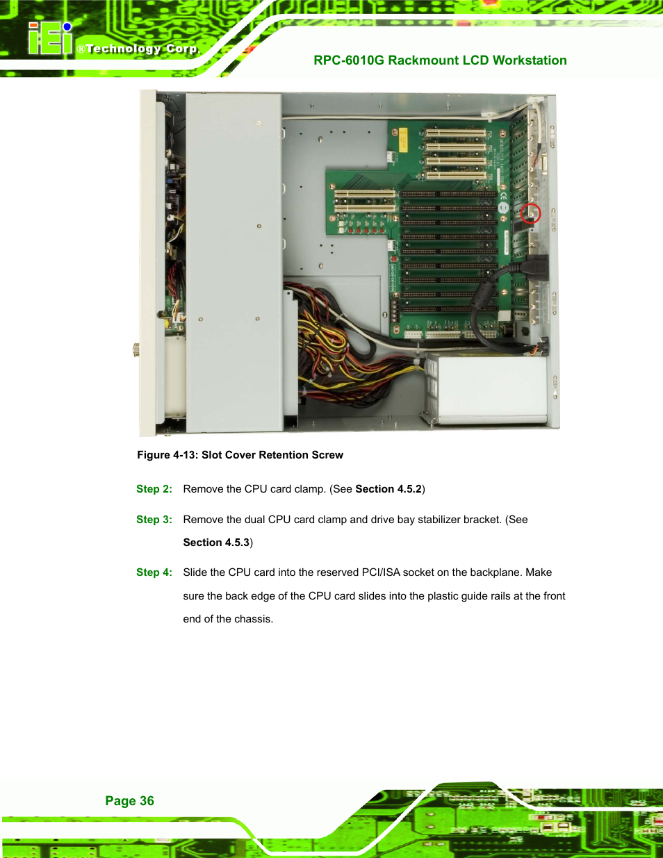 Figure 4-13: slot cover retention screw | IEI Integration RPC-6010G User Manual | Page 46 / 99