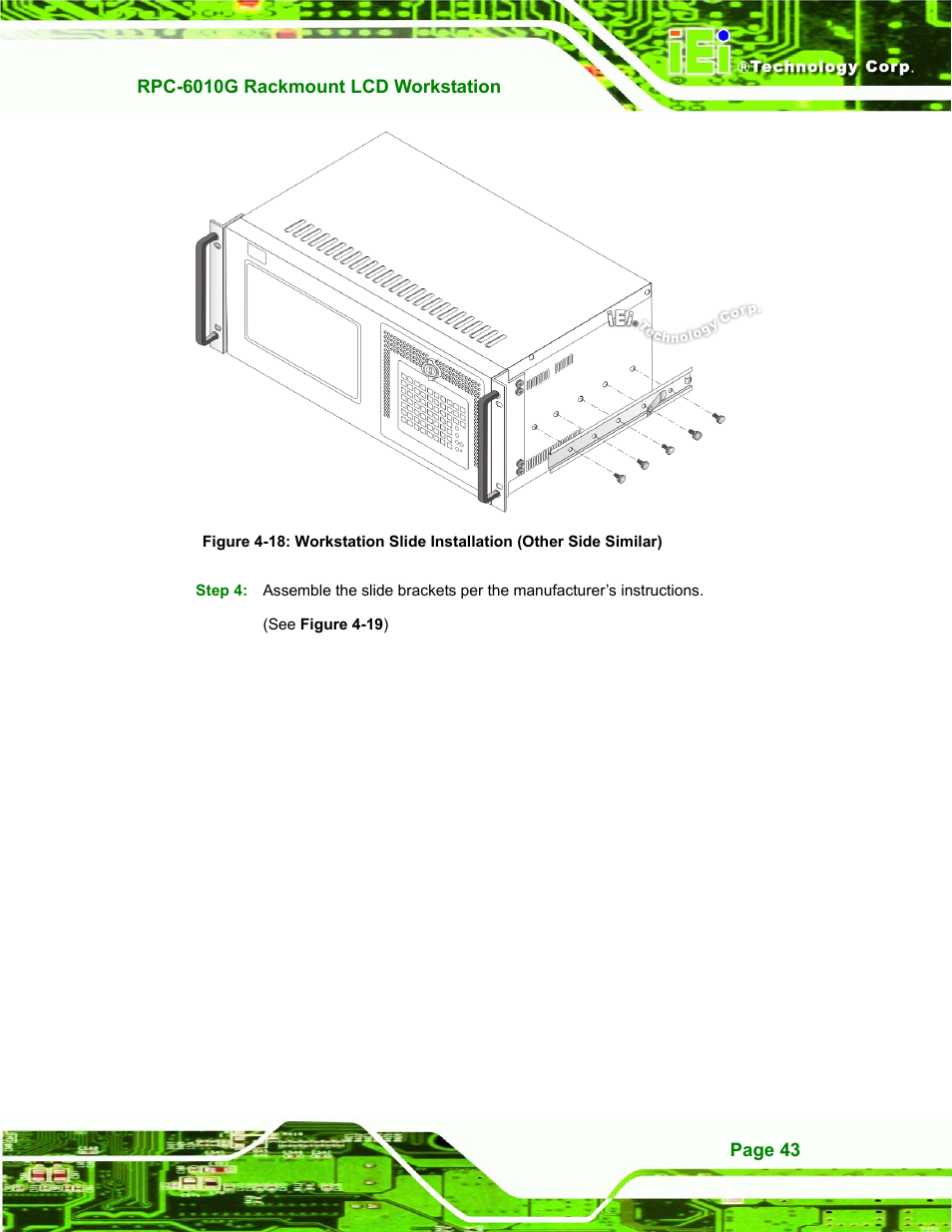 Figure 4-18: workstation slide installation | IEI Integration RPC-6010G User Manual | Page 53 / 99