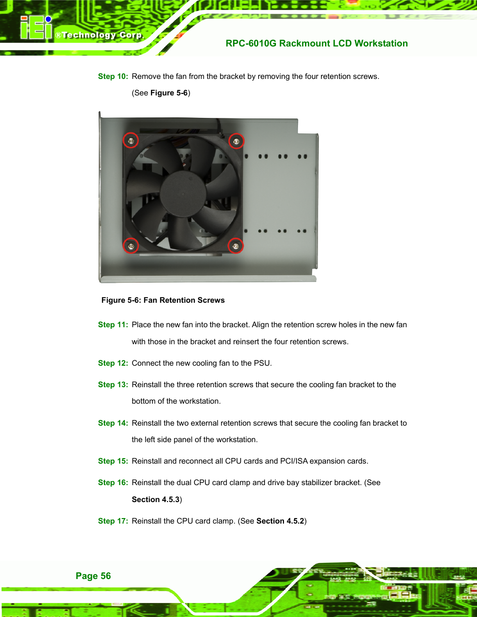 Figure 5-6: fan retention screws | IEI Integration RPC-6010G User Manual | Page 66 / 99
