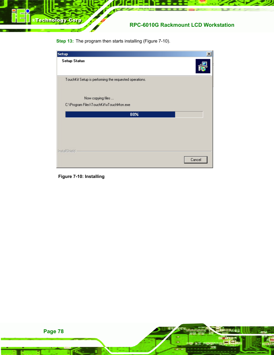 Figure 7-10: installing | IEI Integration RPC-6010G User Manual | Page 88 / 99