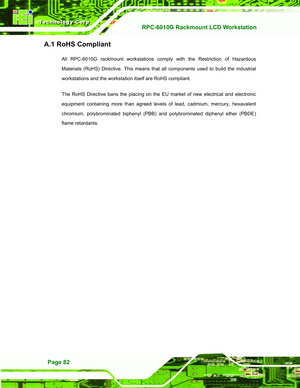 Rohs compliant, A.1 r, Hs c | Ompliant, A.1 rohs compliant | IEI Integration RPC-6010G User Manual | Page 92 / 99