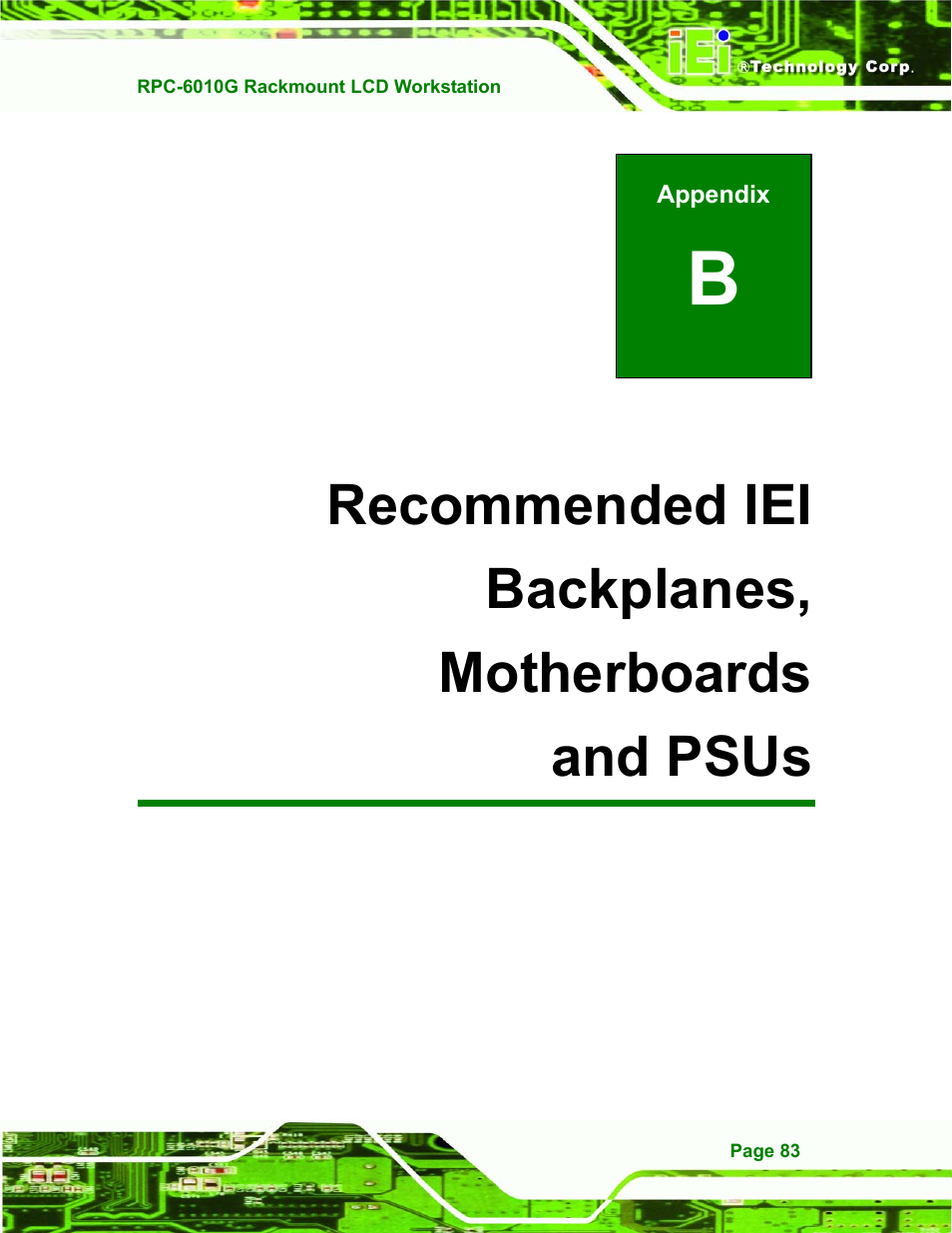 Recommended iei backplanes, motherboards and psus, Brecommended iei backplanes, motherboards and psus | IEI Integration RPC-6010G User Manual | Page 93 / 99