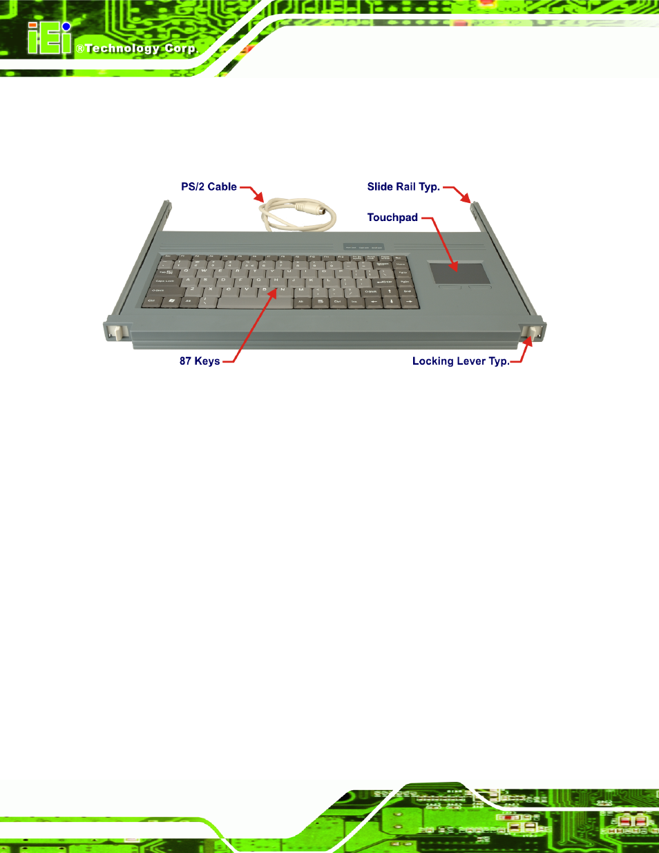 3 optional keyboard, Figure 2-7: optional keyboard | IEI Integration EC-1040G User Manual | Page 22 / 85