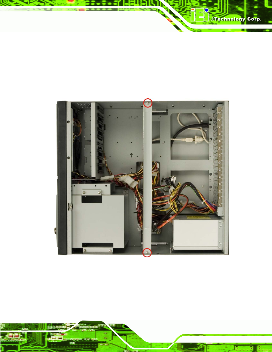 2 remove the cpu card clamp, 3 remove the drive bracket, Figure 4-3: cpu card clamp retention screws | IEI Integration EC-1040G User Manual | Page 37 / 85