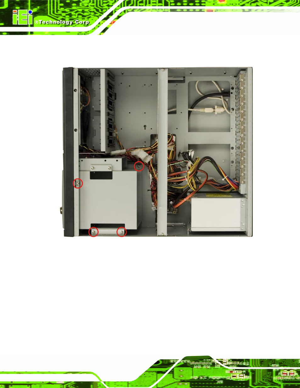 4 remove the drive slot blank plate, Figure 4-4: drive bracket retention screws | IEI Integration EC-1040G User Manual | Page 38 / 85