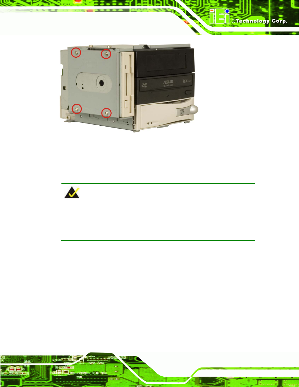 7 reinstall the drive brackets, 8 install the backplane, Figure 4-9: 3.5” disk drive retention screws | IEI Integration EC-1040G User Manual | Page 43 / 85