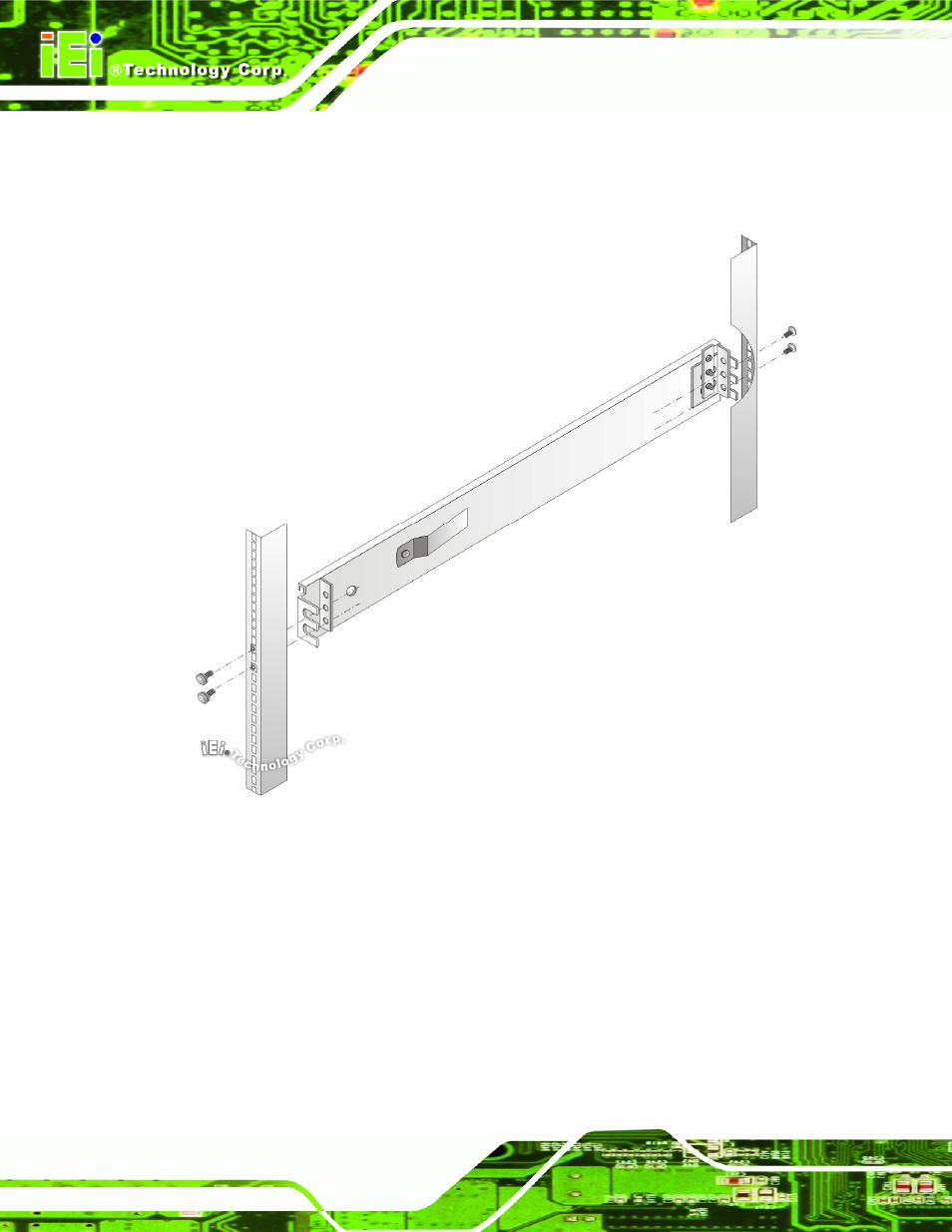 Figure 4-20: rack slide bracket installation | IEI Integration EC-1040G User Manual | Page 56 / 85