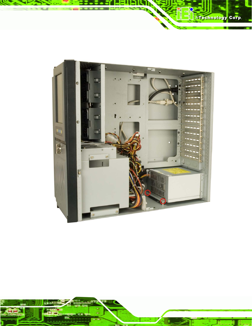 Figure 5-2: psu internal retention screws | IEI Integration EC-1040G User Manual | Page 63 / 85