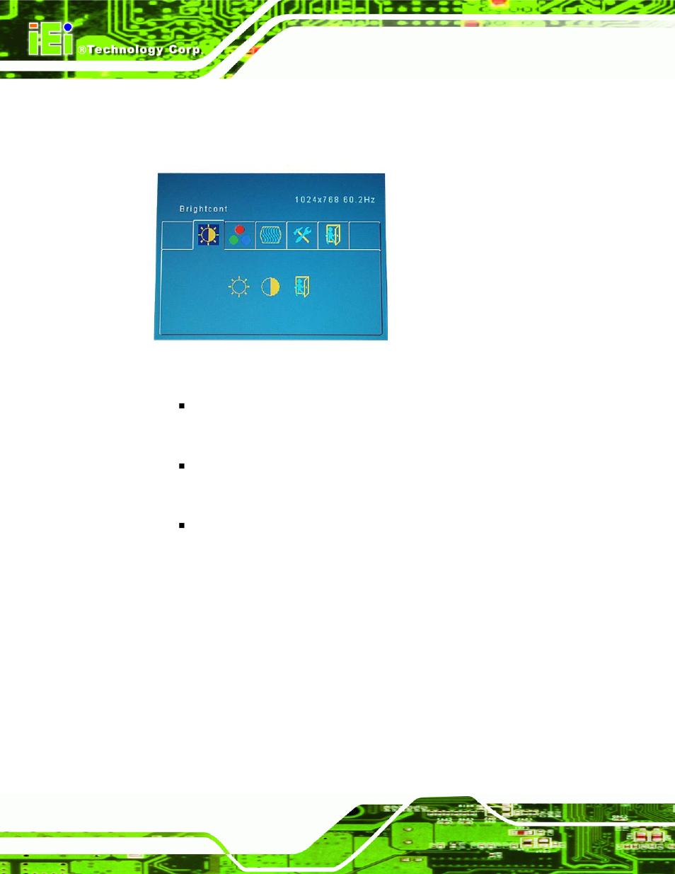 3 brightness and contrast menu, Figure 4-2: brightness and contrast menu | IEI Integration LKM_Series User Manual | Page 58 / 81