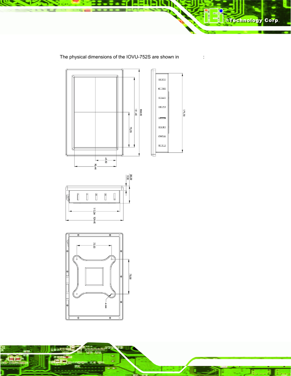 7 dimensions, Imensions | IEI Integration IOVU-752S User Manual | Page 12 / 48