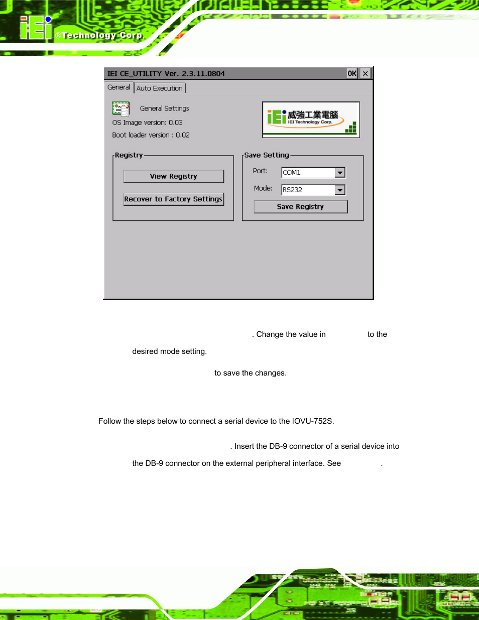3 connecting the serial port, Figure 3-8: serial port mode setting | IEI Integration IOVU-752S User Manual | Page 27 / 48