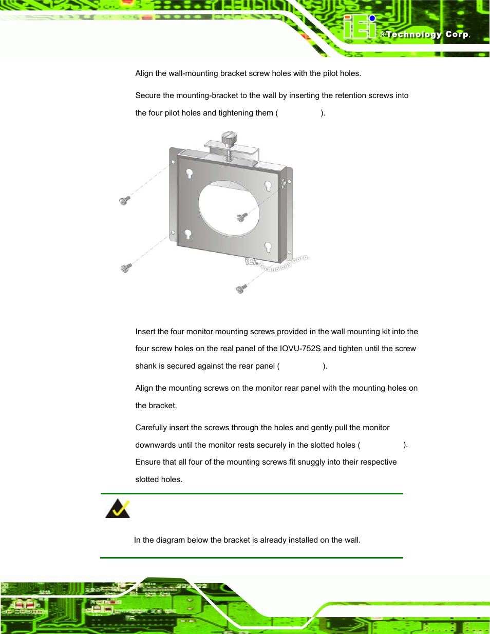 Figure 3-11: wall-mounting bracket | IEI Integration IOVU-752S User Manual | Page 30 / 48