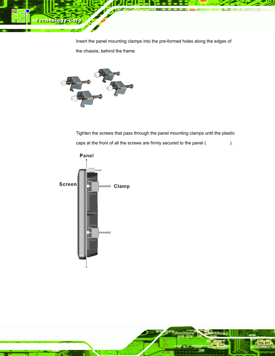 Figure 3-15: panel mounting clamps | IEI Integration IOVU-752S User Manual | Page 33 / 48