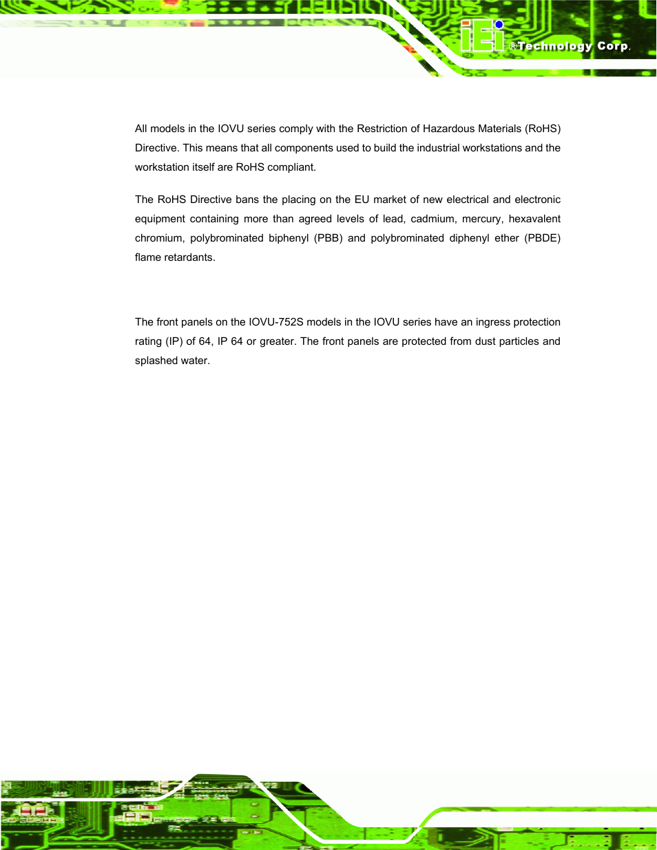 A.1 rohs compliant, A.2 ip 64 compliant front panel, Ompliant | Ront, Anel | IEI Integration IOVU-752S User Manual | Page 38 / 48