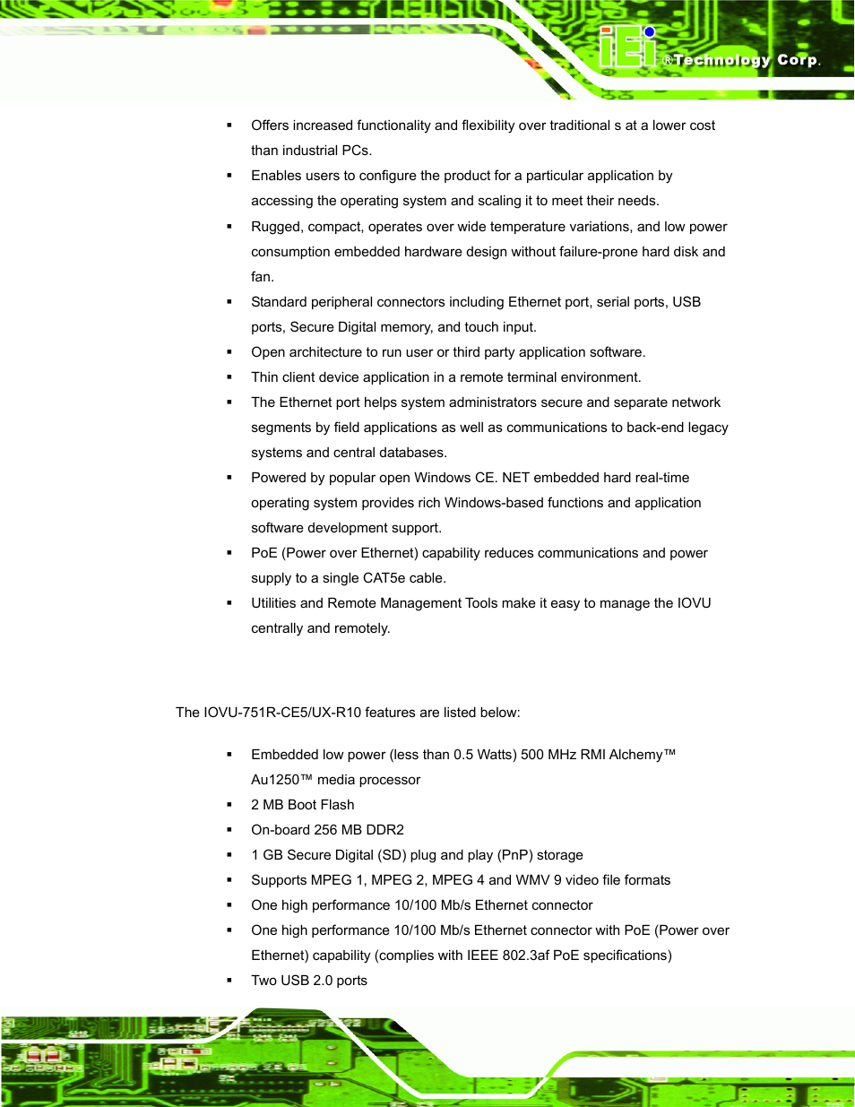 2 features | IEI Integration IOVU-751R User Manual | Page 12 / 58