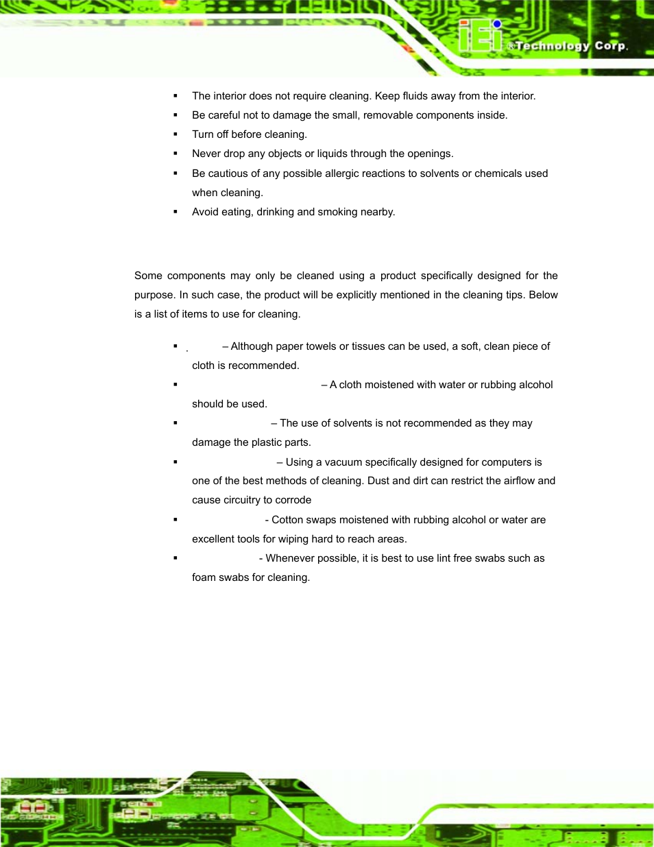 A.2.2 cleaning tools | IEI Integration EP-308A v1.11 User Manual | Page 87 / 102
