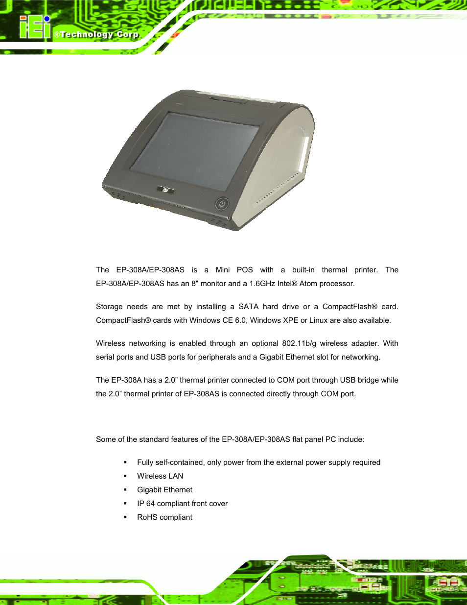 1 overview, 2 features, Verview | Eatures, Figure 1-1: ep-308a/ep-308as | IEI Integration EP-308A v1.15 User Manual | Page 12 / 115