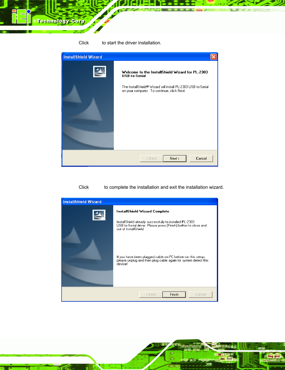 Figure 2-18: installation wizard, Figure 2–19: installation complete | IEI Integration EP-308A v1.15 User Manual | Page 32 / 115