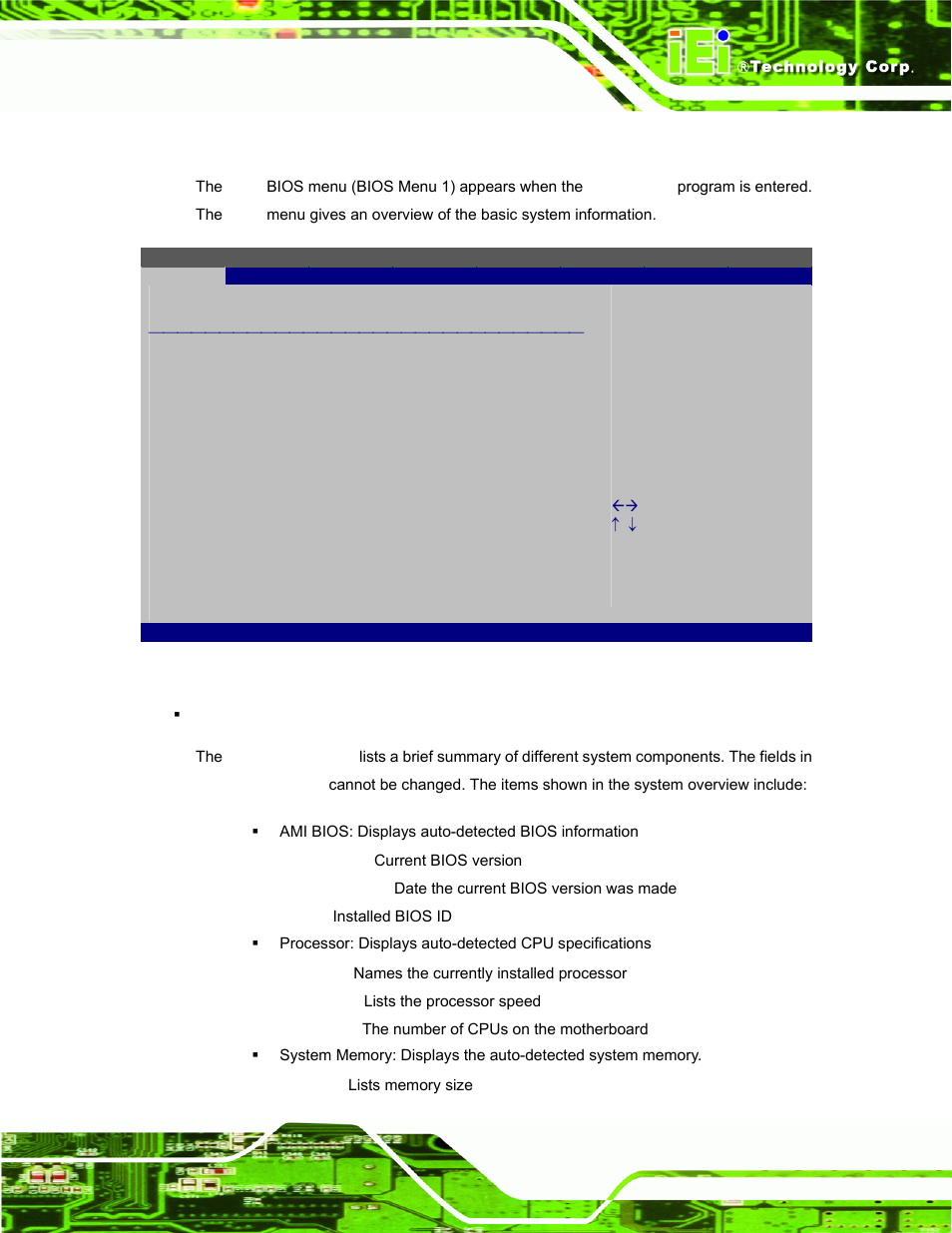 2 main, Bios menu 1: main | IEI Integration EP-308A v1.15 User Manual | Page 53 / 115