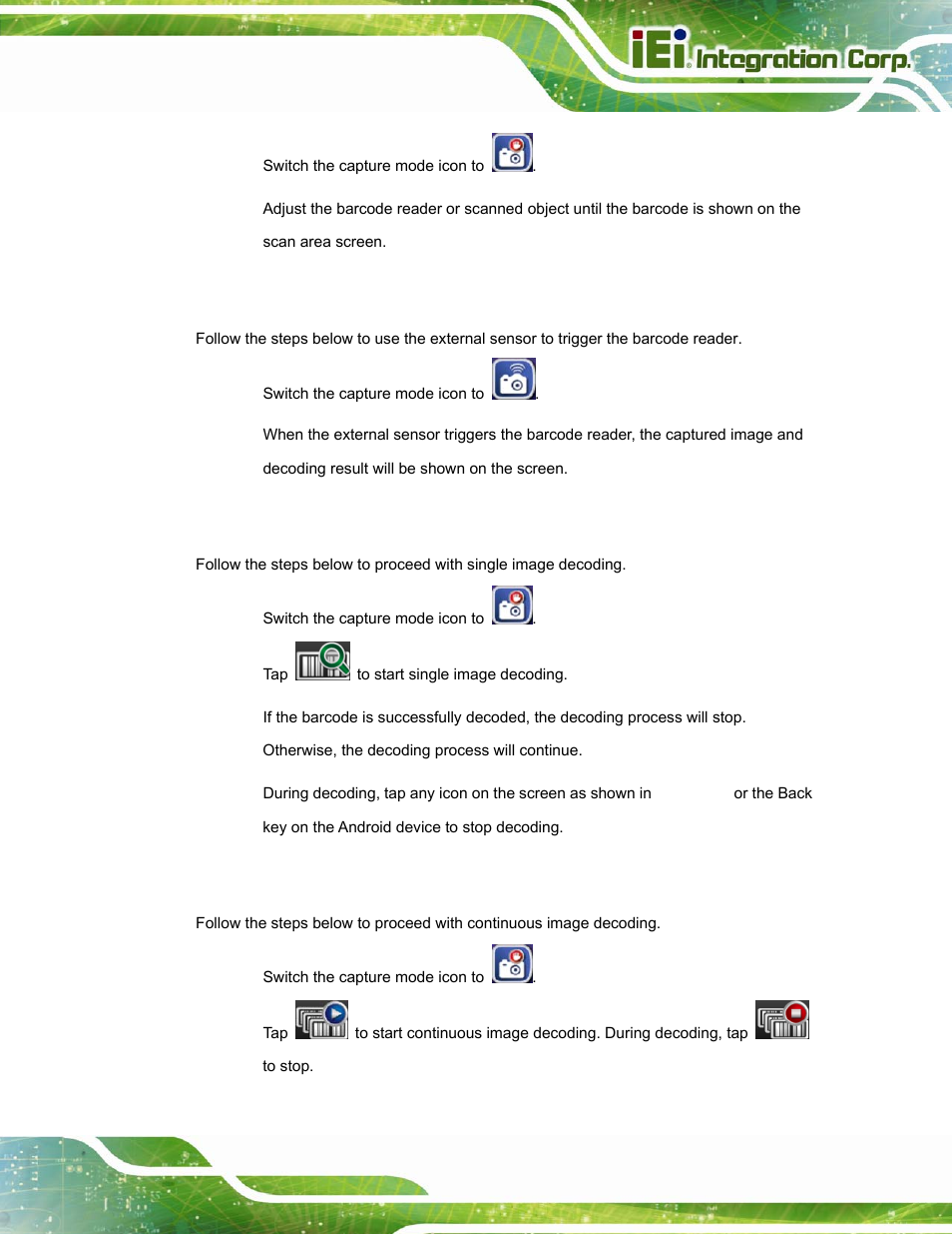 3 single image decoding, 4 continuous image decoding | IEI Integration ITDB-100L User Manual | Page 70 / 87