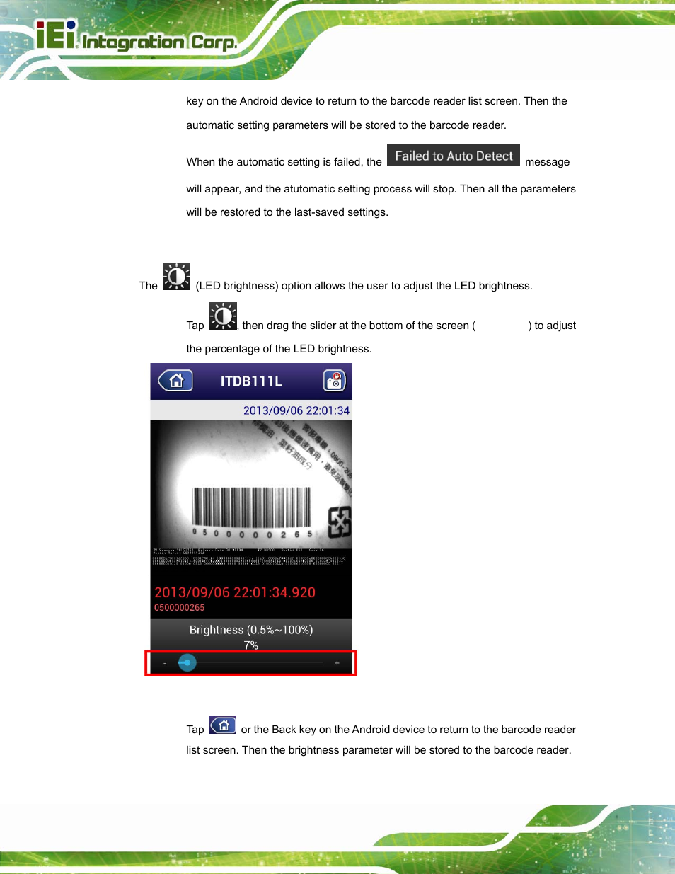 2 led brightness, Figure 6-6: percentage of led brightness | IEI Integration ITDB-100L User Manual | Page 73 / 87
