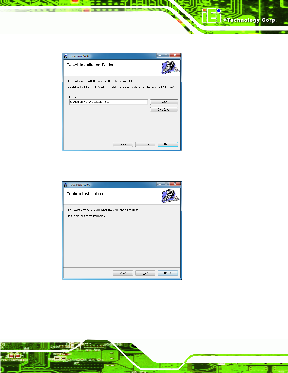 Figure 3-10: select installation folder, Figure 3-11: confirm installation | IEI Integration HDC-502E User Manual | Page 28 / 40