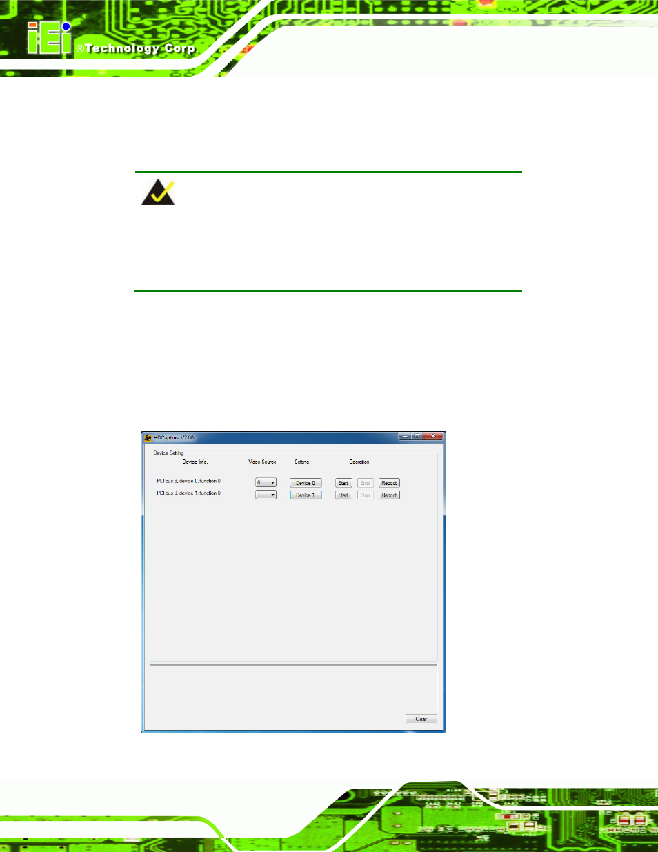 1 hdcapture overview, 2 video configuration, Apture | Verview, Ideo, Onfiguration, Figure 4-1: hdcapture | IEI Integration HDC-502E User Manual | Page 31 / 40