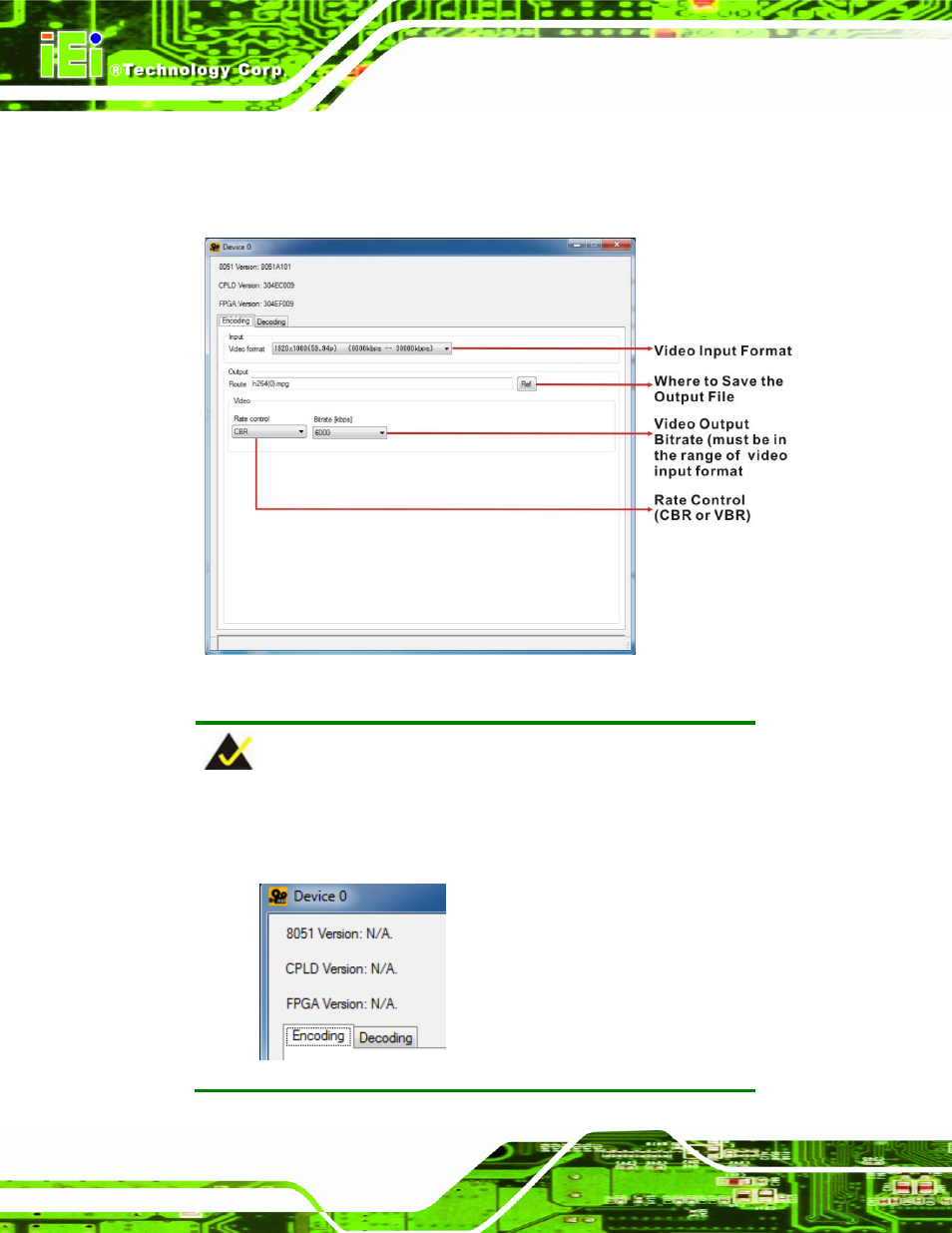 Figure 4-3: encoding settings | IEI Integration HDC-3x-Series User Manual | Page 48 / 61