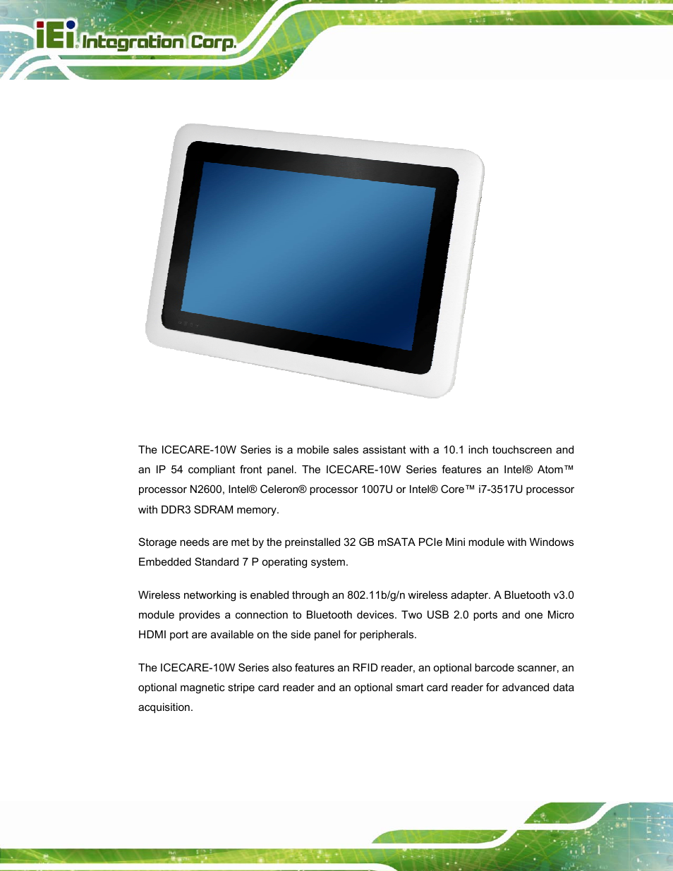 1 overview, Verview, Figure 1-1: icecare-10w series | IEI Integration ICECEARE-10W User Manual | Page 14 / 107