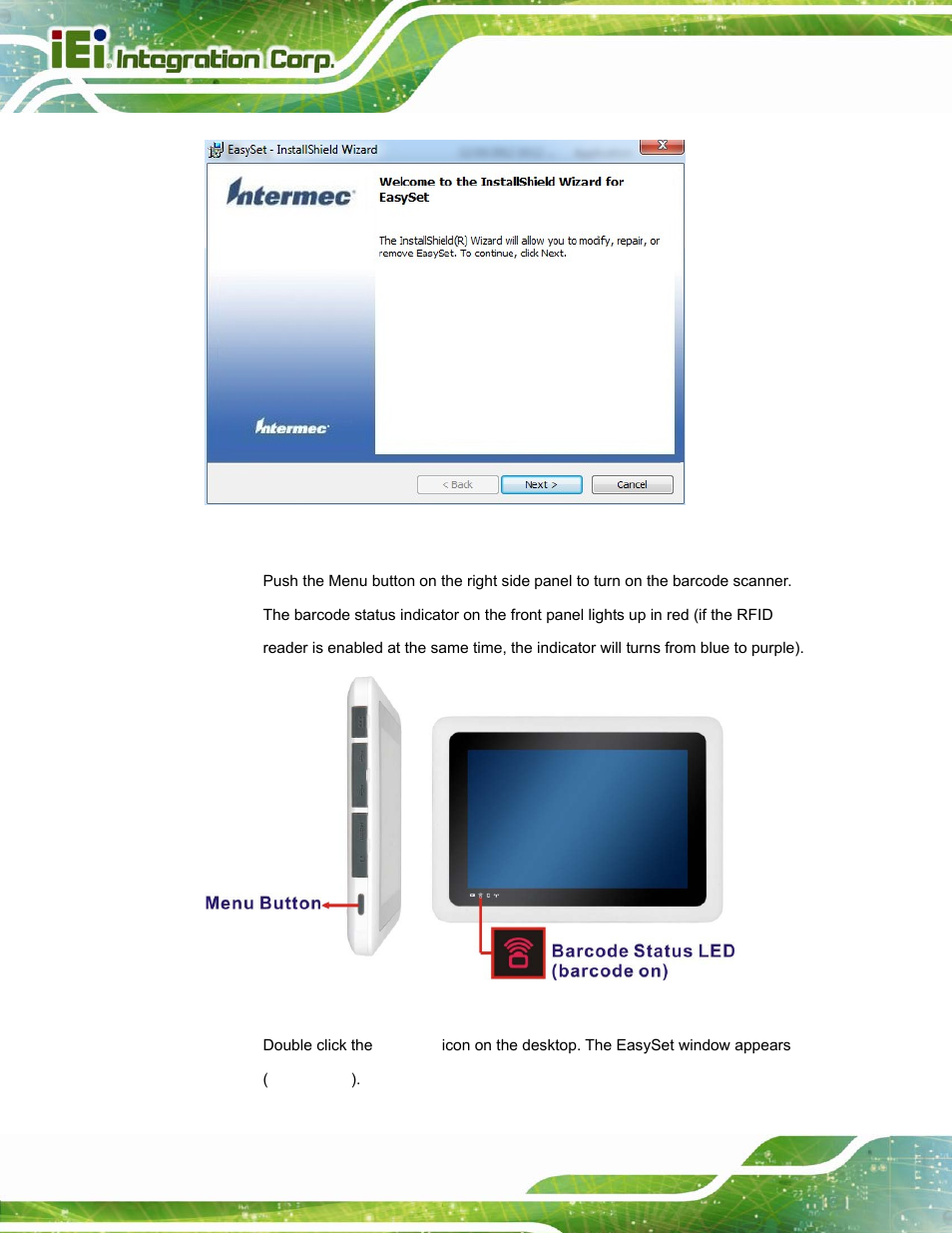 Figure 3-12: easyset installshield wizard, Ars ( figure 3-12 ). fol | IEI Integration ICECEARE-10W User Manual | Page 34 / 107