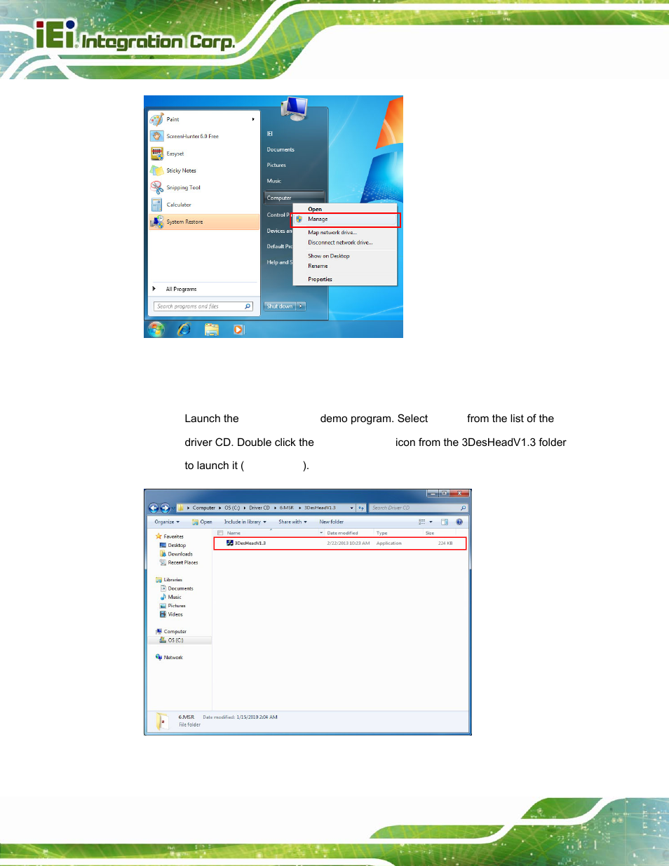 Figure 3-24: check com port information for msr, Figure 3-25: 3desheadv1.3 demo program location | IEI Integration ICECEARE-10W User Manual | Page 42 / 107