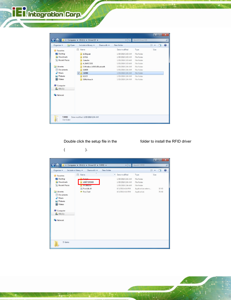 Figure 4-11: rfid driver location, Figure 4-12: rfid driver folder | IEI Integration ICECEARE-10W User Manual | Page 58 / 107