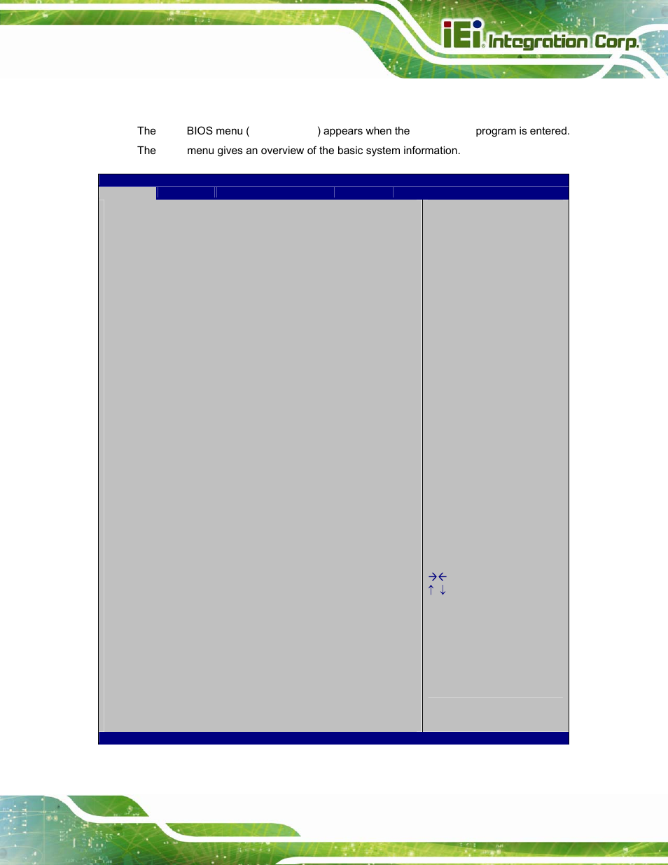 2 main, Bios menu 1: main | IEI Integration ICECEARE-10W User Manual | Page 63 / 107