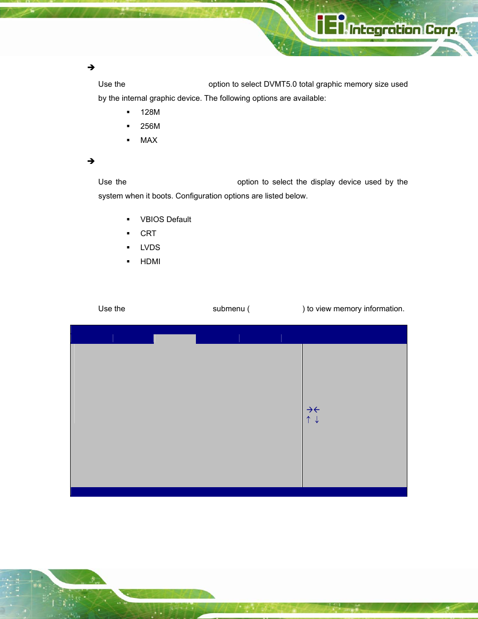 2 memory configuration, Bios menu 19: memory configuration | IEI Integration ICECEARE-10W User Manual | Page 83 / 107
