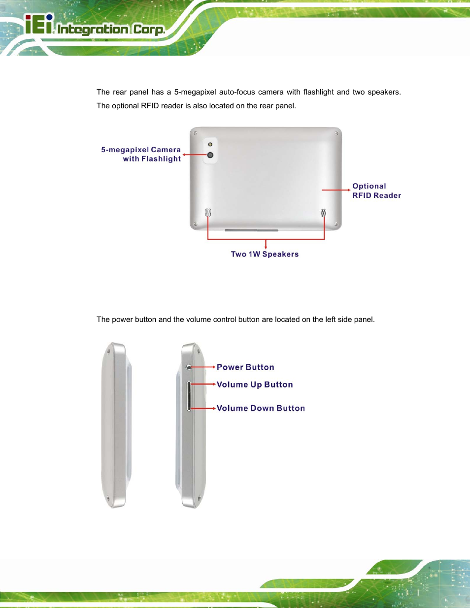 5 rear panel, 6 side panels, Anel | Anels, Figure 1-3: rear view, Figure 1-4: side panels | IEI Integration ICELOG 7 User Manual | Page 13 / 68