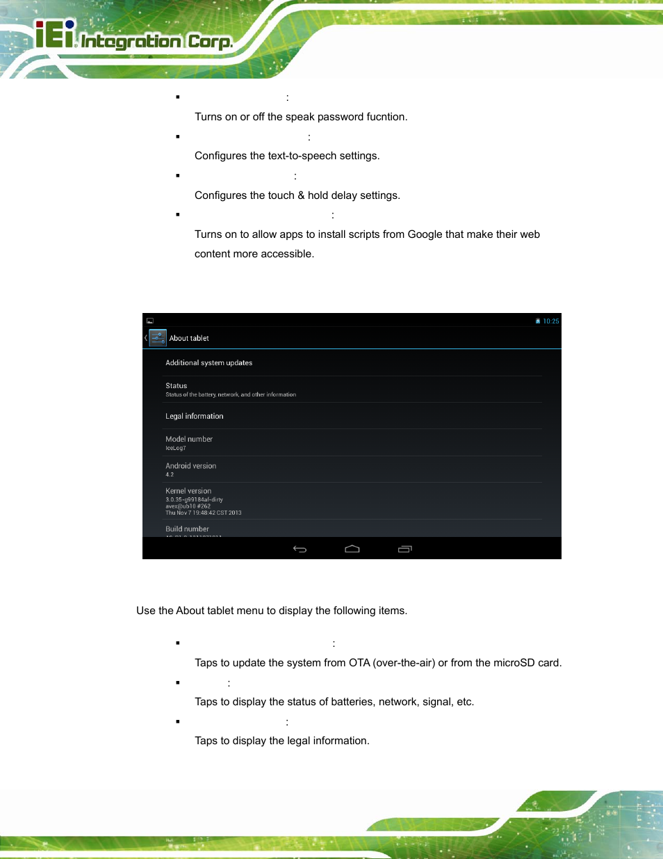 15 about tablet, Figure 4-28: about tablet menu | IEI Integration ICELOG 7 User Manual | Page 51 / 68