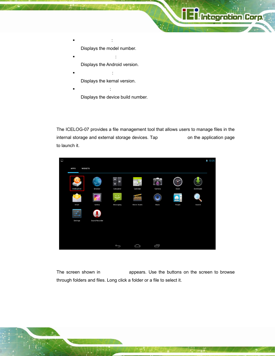 5 file manager, Anager, Figure 4-29: andexplorer icon | IEI Integration ICELOG 7 User Manual | Page 52 / 68
