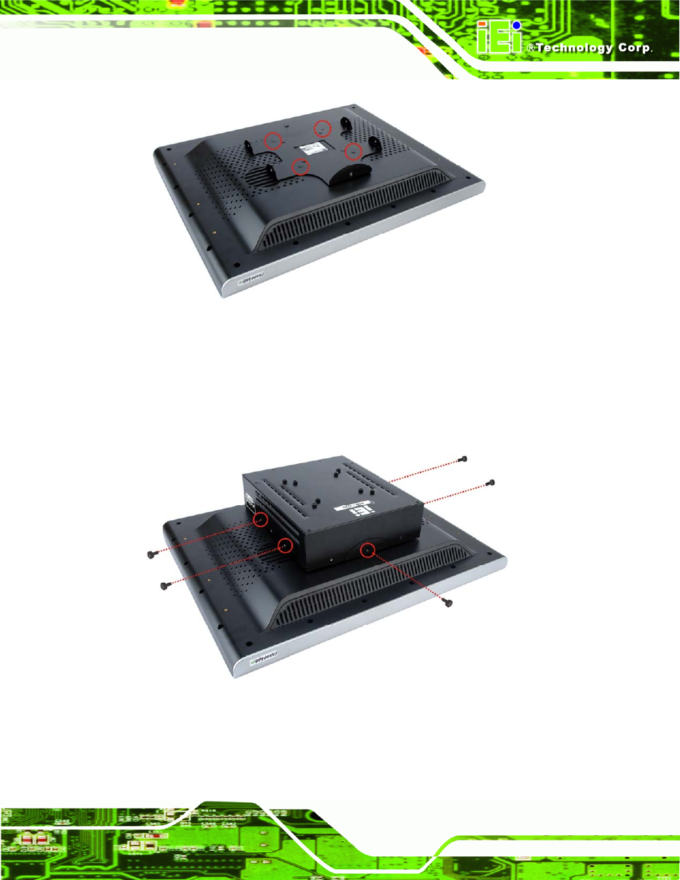 Figure 3-7: mounting bracket installation, Figure 3-8: mounting the aups-c20, Figure 3-7 | IEI Integration AUPS-C20 v1.01 User Manual | Page 27 / 49