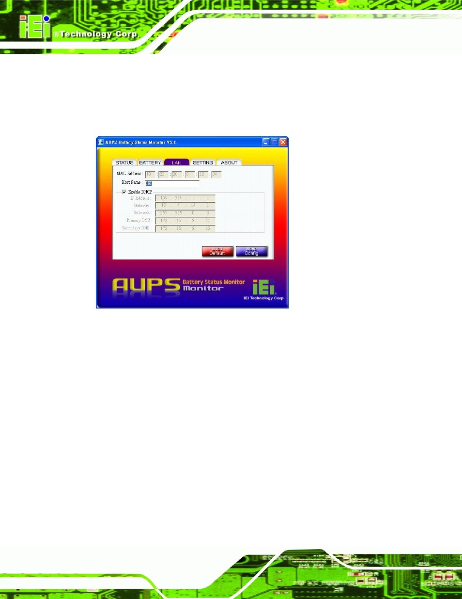 5 lan setting, Figure 4-20: lan setting | IEI Integration AUPS-C20 v1.01 User Manual | Page 40 / 49