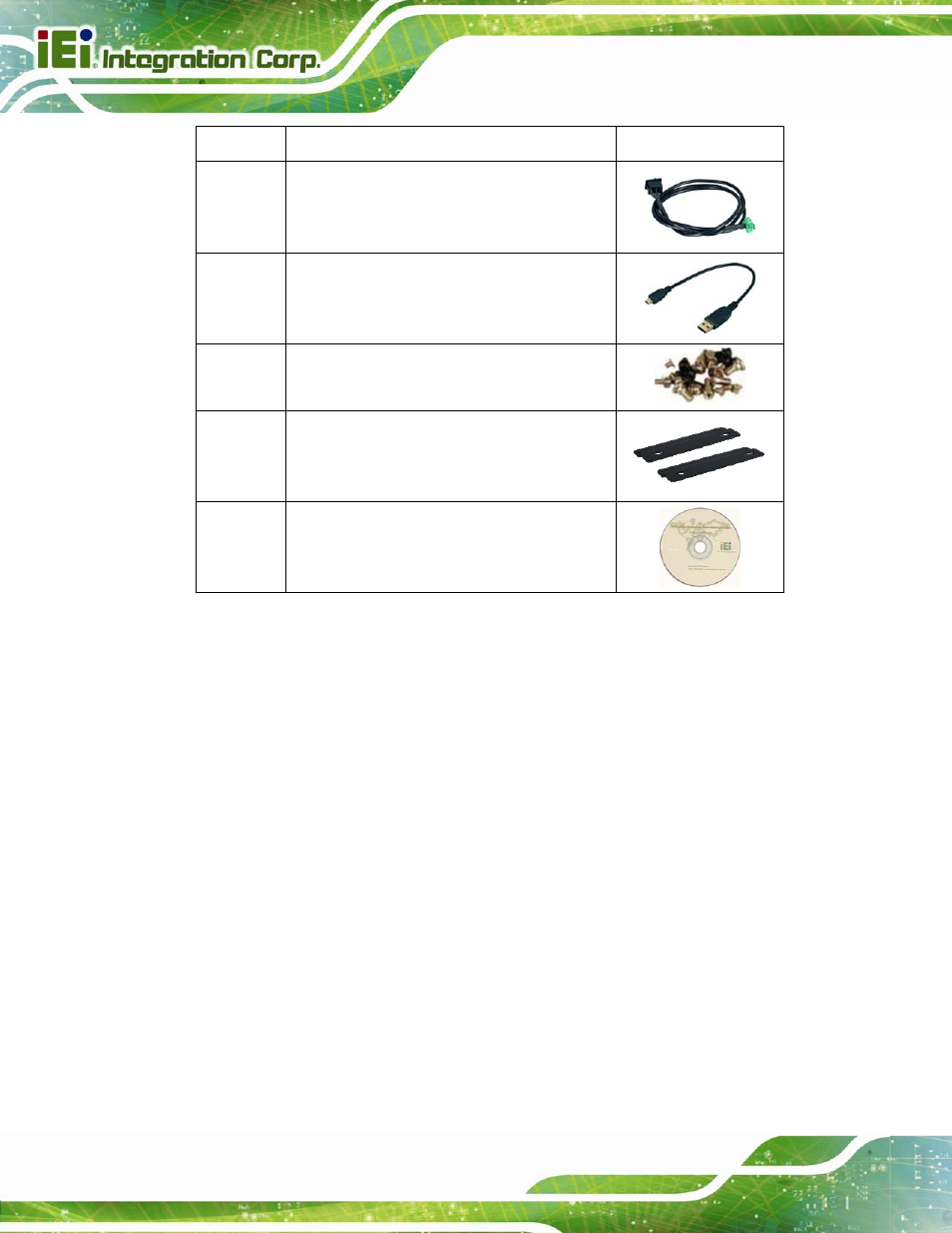 Table 2-1: packing list | IEI Integration AUPS-C20 v1.02 User Manual | Page 20 / 55