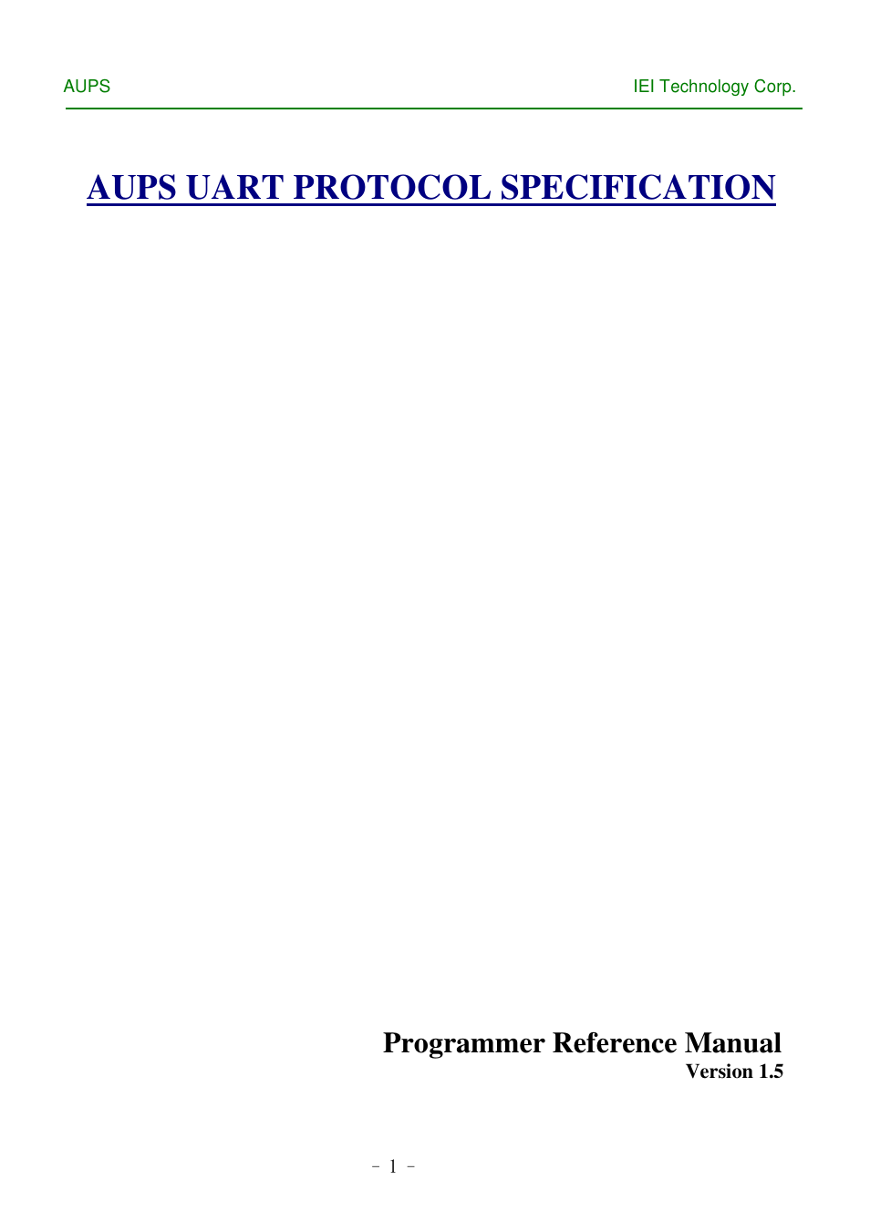 IEI Integration AUPS UART Protocal SPC User Manual | 11 pages