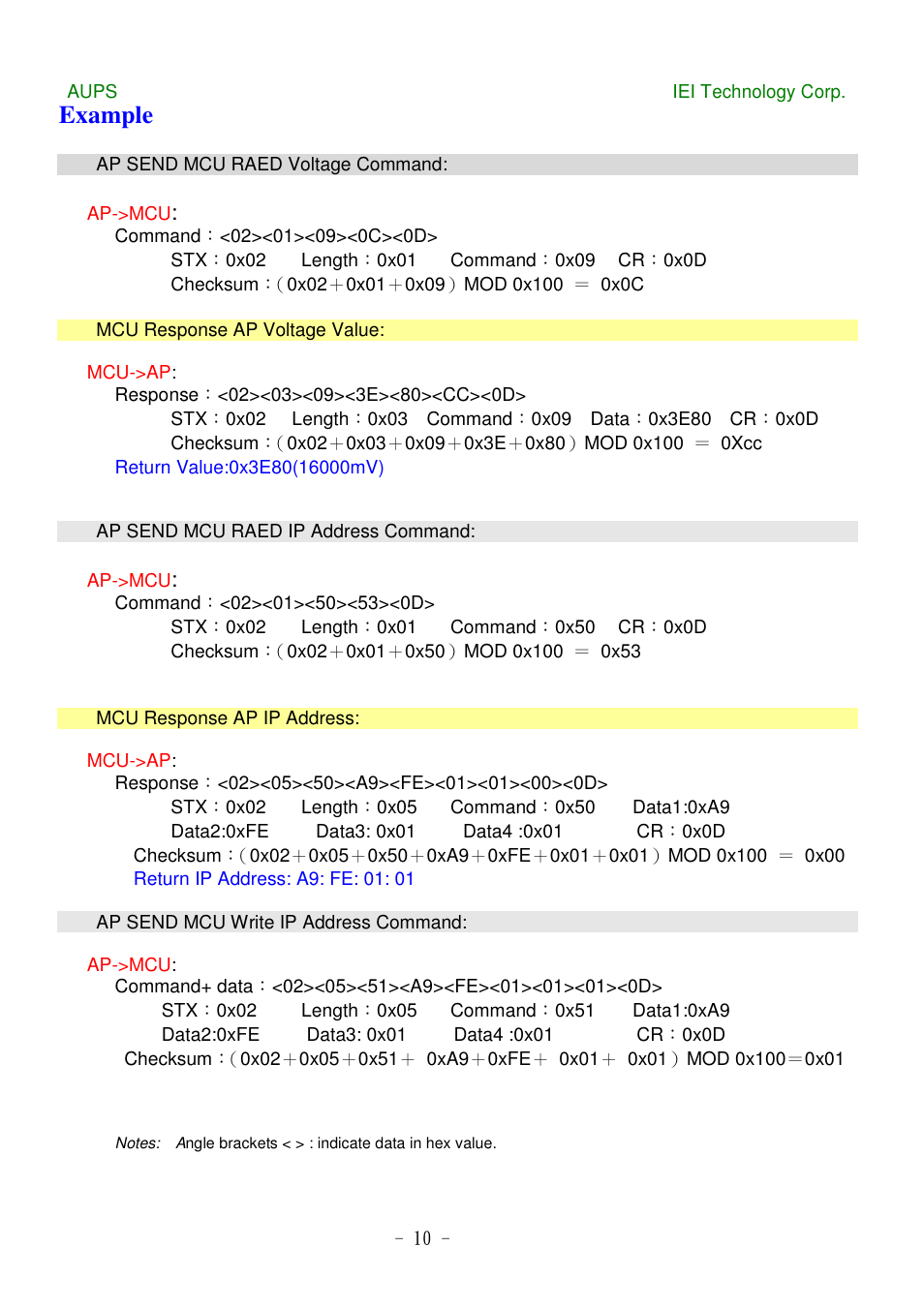 Example | IEI Integration AUPS UART Protocal SPC User Manual | Page 10 / 11
