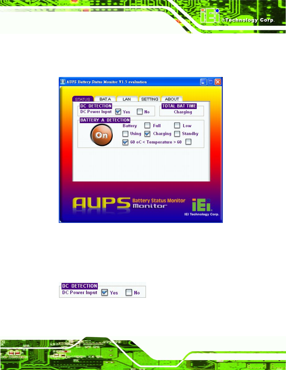 2 status information, 1 dc detection, Figure 4-7: status information | Figure 4-8: dc detection | IEI Integration AUPS-AB10-20 v1.00 User Manual | Page 36 / 50
