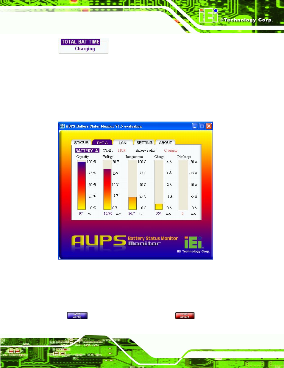 3 battery information, 4 lan setting, Figure 4-10: total battery time | Figure 4-11: battery information | IEI Integration AUPS-AB10-20 v1.00 User Manual | Page 38 / 50