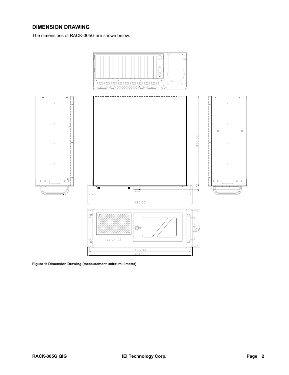 Dimension drawing | IEI Integration RACK-305G User Manual | Page 2 / 8