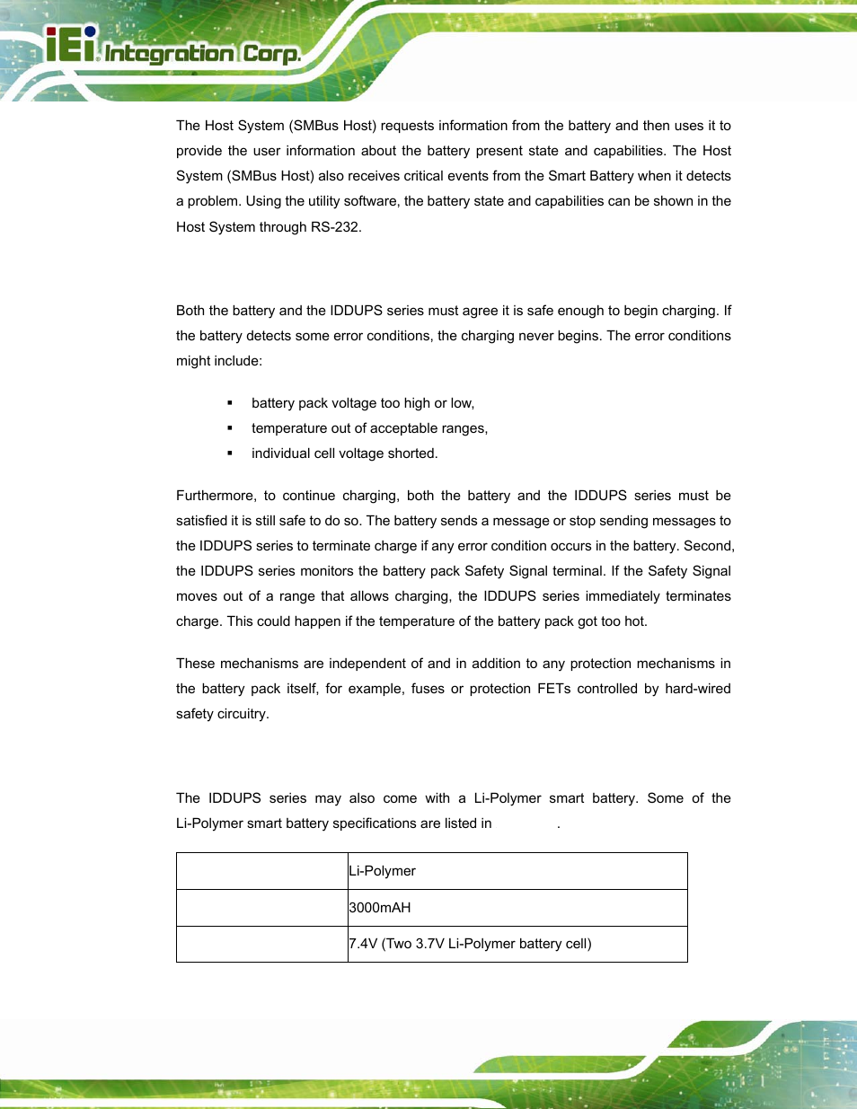 2 safety, 3 battery specifications | IEI Integration IDDUPS-636260А User Manual | Page 14 / 52