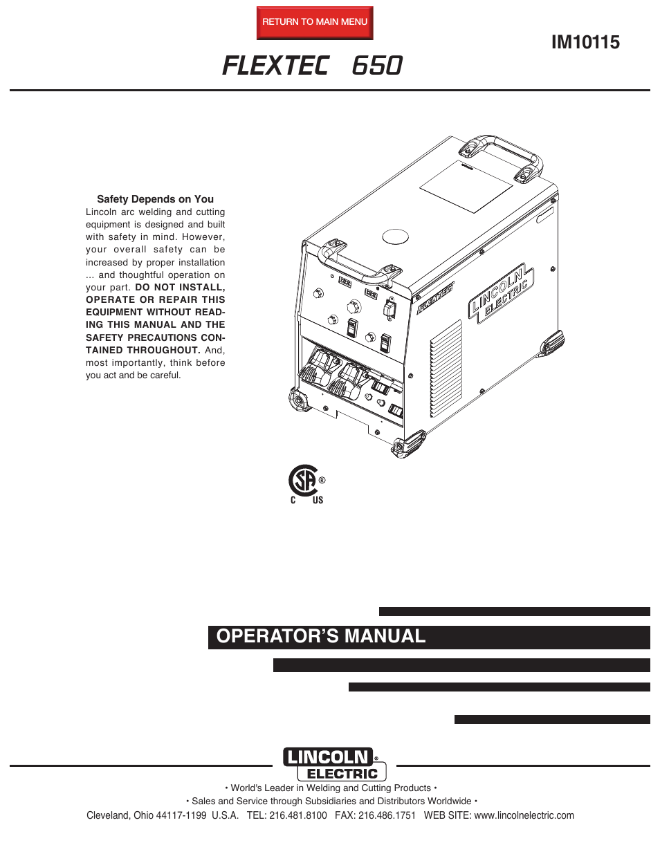 Lincoln Electric IM10115 FLEXTEC 650 User Manual | 42 pages