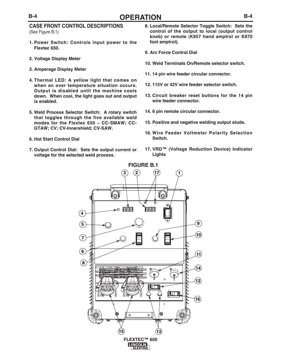 Operation | Lincoln Electric IM10132 FLEXTEC 650 User Manual | Page 22 / 56