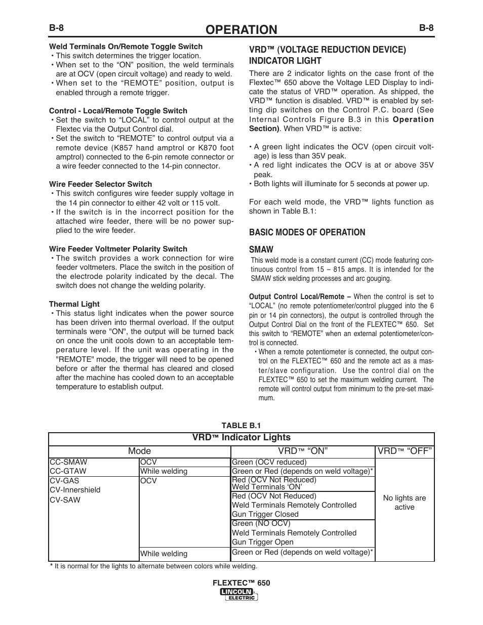 Operation | Lincoln Electric IM10132 FLEXTEC 650 User Manual | Page 26 / 56